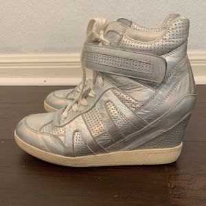ASH SNEAKERS LEATHER WEDGE METALLIC SILVER LIMITED